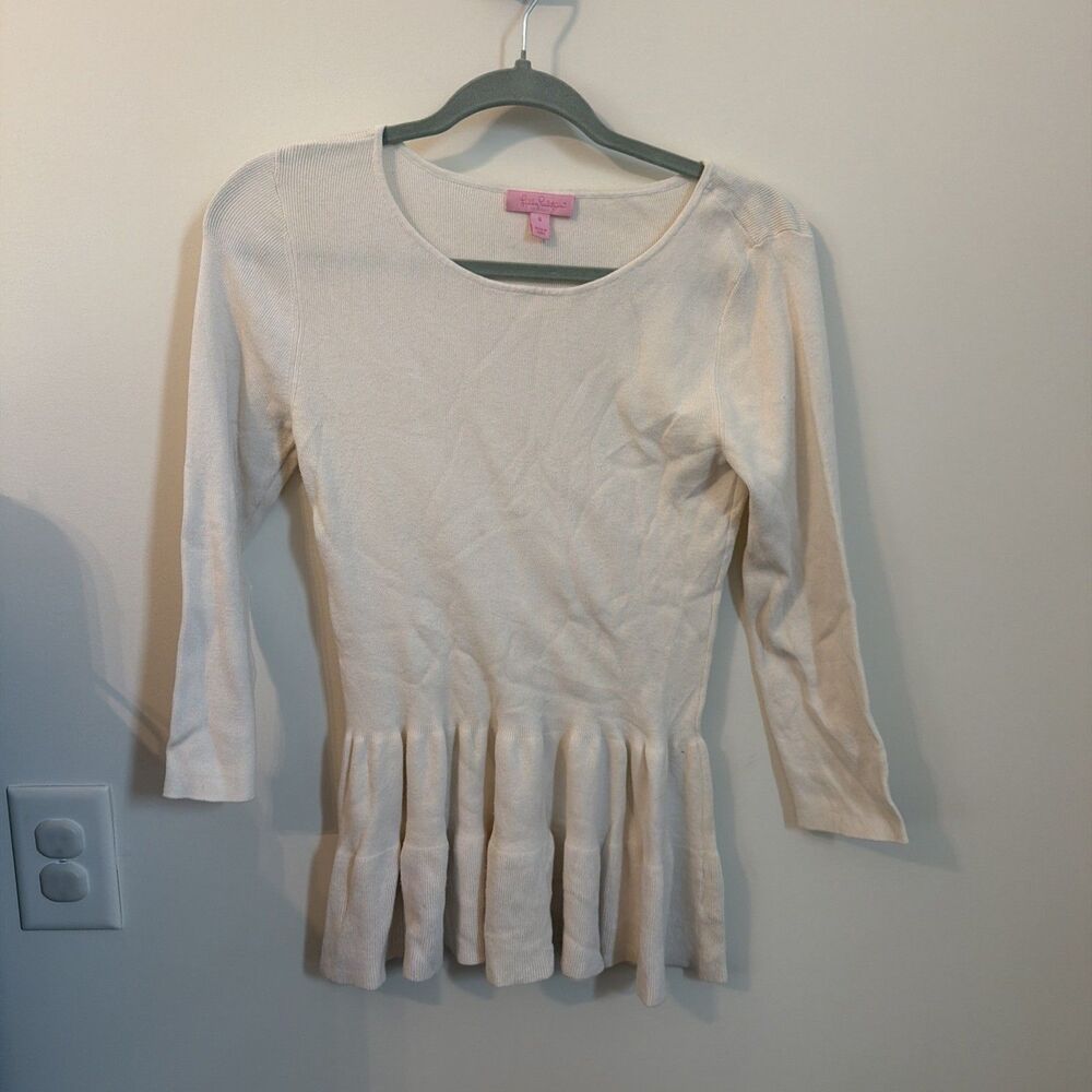 Lily Pulitzer Size S 3/4 Sleeve Top White Blouse